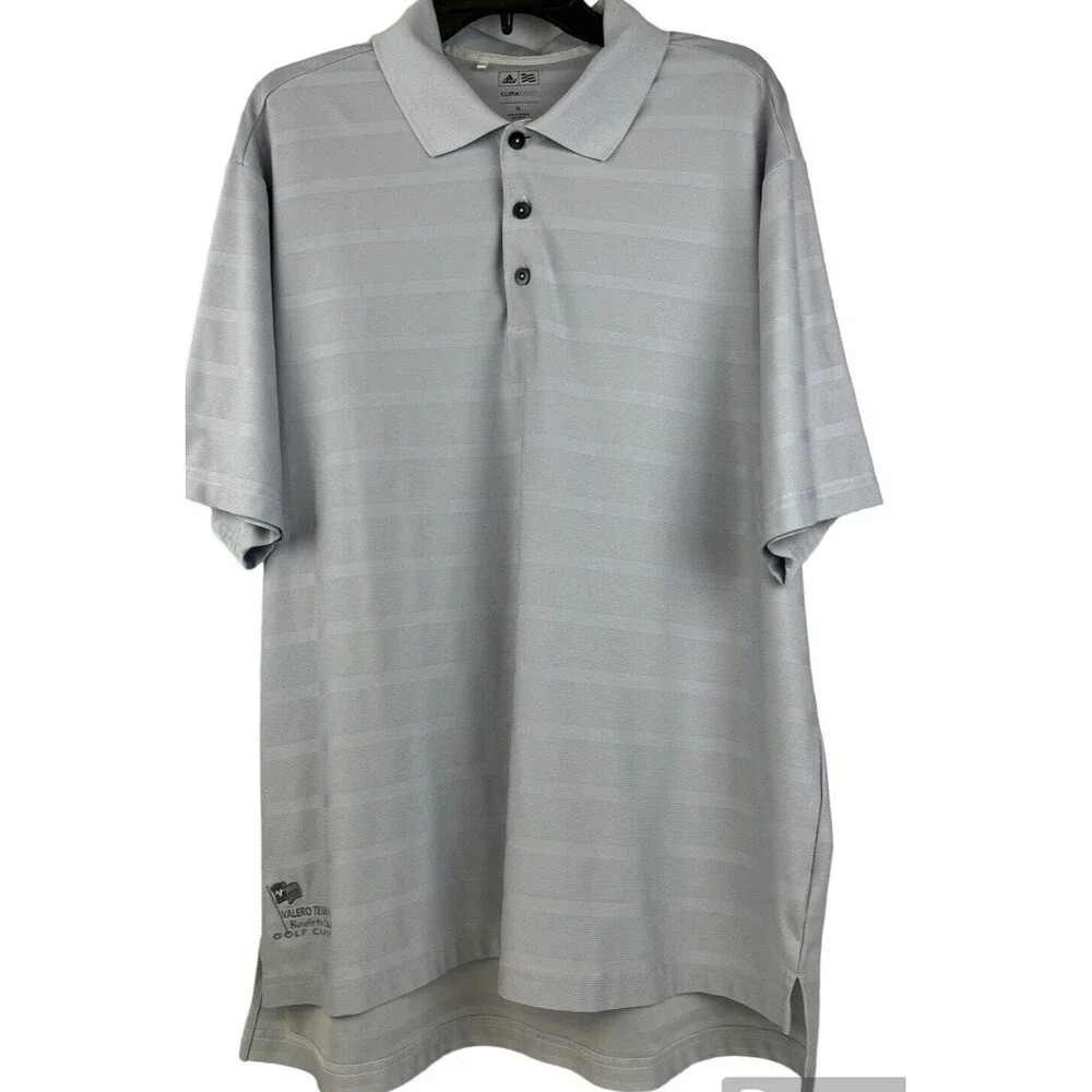Men’s Gray Adidas Climacool Short Sleeve Polo Golf Shirt Size XL